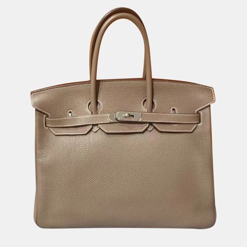 Etoupe Togo Leather Birkin 35 Tote Bag - Hermes - Modalova