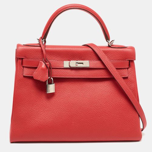 Hermès Rouge Casaque Togo Leather Palladium Finish Kelly Retourne 32 Bag - Hermes - Modalova