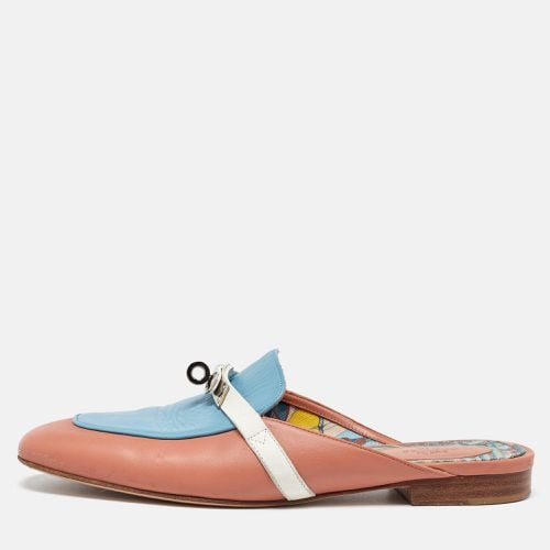 Blue Leather Oz Flat Mules Size 38 - Hermes - Modalova