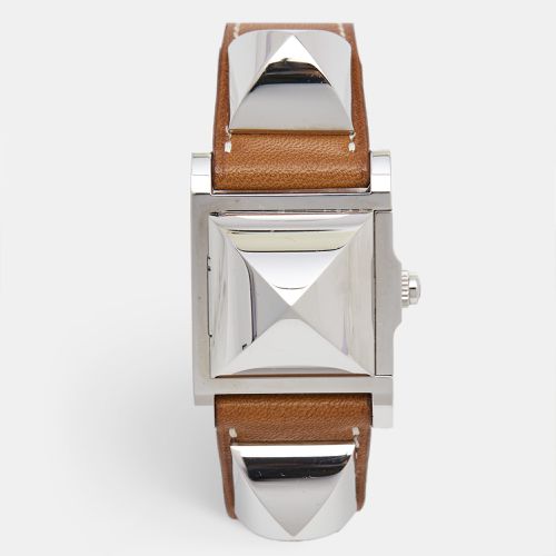 Silver Stainless Steel Leather Medor W028321WW00 Women's Wristwatch 23 mm - Hermes - Modalova