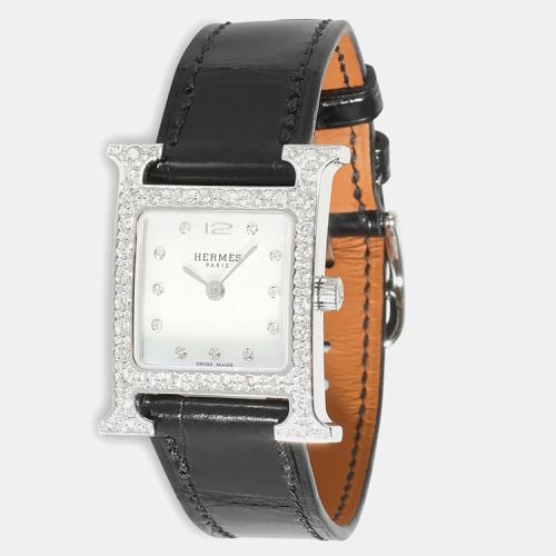 Diamond Stainless Steel Heure H Quartz Women's Wristwatch 21 mm - Hermes - Modalova