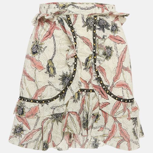 Off White Leaf Print Cotton Ruffled Mini Skirt S - Isabel Marant - Modalova