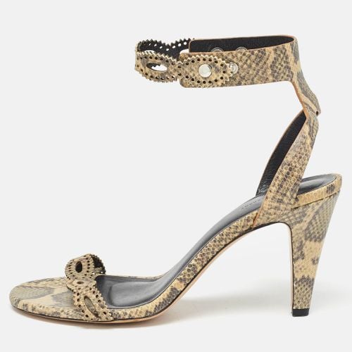 Beige Snakeskin Embossed Leather Ankle Strap Sandals Size 39 - Isabel Marant - Modalova