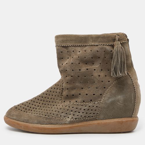 Cutout Suede Tassel Embellished "Beslay" Wedge Ankle Boots Size 38 - Isabel Marant - Modalova