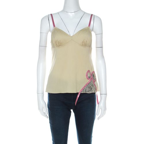 Stretch Cotton and Lace Bow Detail Camisole Top M - John Galliano - Modalova