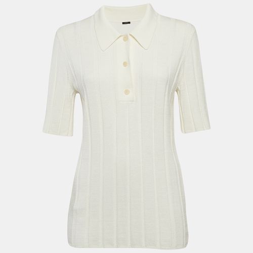 Ivory Textured Rib Knit Polo T-Shirt S - Joseph - Modalova