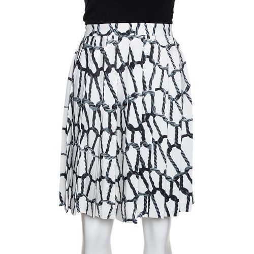 Monochrome Rope Printed Silk Pleated Skirt M - Joseph - Modalova