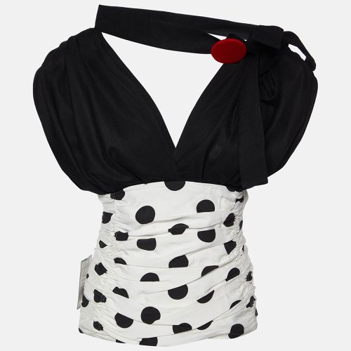 White Polka Dot Print Wool & Cotton Le Haut Gitan Ruched Blouse S - Jacquemus - Modalova