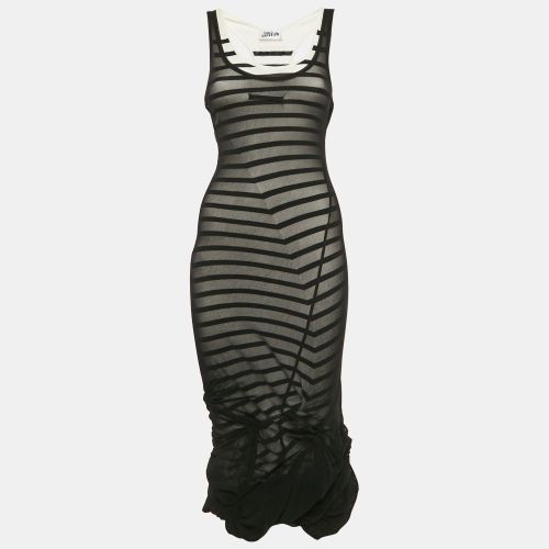 Stretch Mesh and Jersey Pleated Midi Dress XS - Jean Paul Gaultier - Modalova