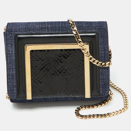 Black Denim and Snakeskin Ava Crossbody Bag - Jimmy Choo - Modalova