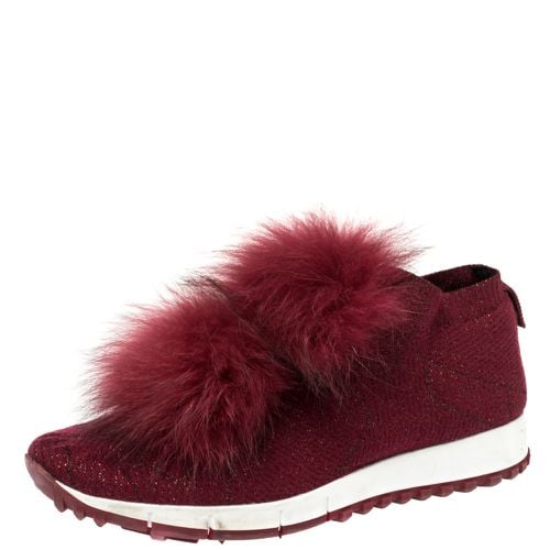 Knit Fabric And Fur Pom Pom Norway Sneakers Size 38 - Jimmy Choo - Modalova