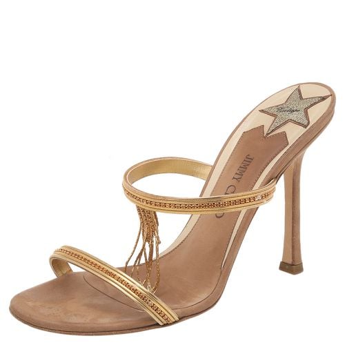 Gold Leather Embellished Sandals Size 38 - Jimmy Choo - Modalova