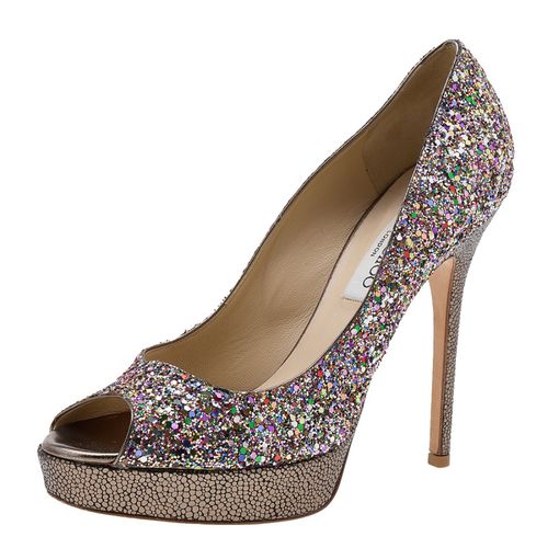 Glitter Vibe Peep Toe Platform Pumps Size 38.5 - Jimmy Choo - Modalova