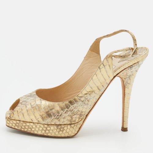 Metallic Watersnake Platform Slingback Peep Toe Pumps Size 37.5 - Jimmy Choo - Modalova