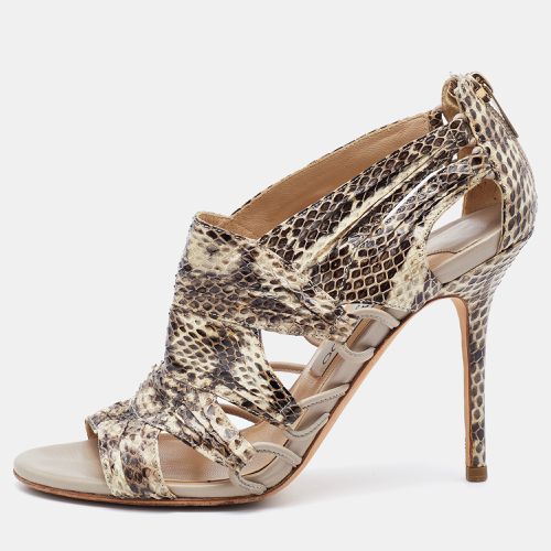 Brown Python Leather Open Toe Pumps Size 38 - Jimmy Choo - Modalova