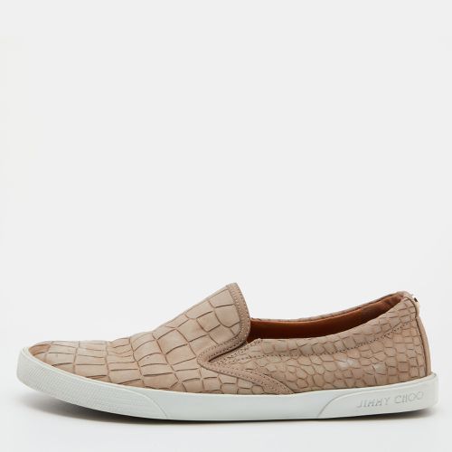 Taupe Croc Embossed Leather Slip on Sneakers Size 36.5 - Jimmy Choo - Modalova