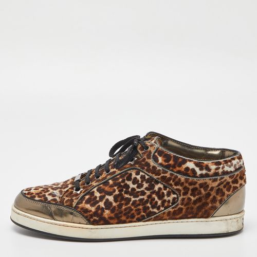 Metallic Leopard Print Calfhair and Mirrored Leather Miami Low Top Sneakers Size 38.5 - Jimmy Choo - Modalova