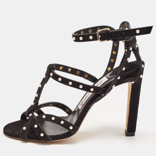 Suede Faux Pearl Studded Beverly Ankle Strap Sandals Size 35 - Jimmy Choo - Modalova