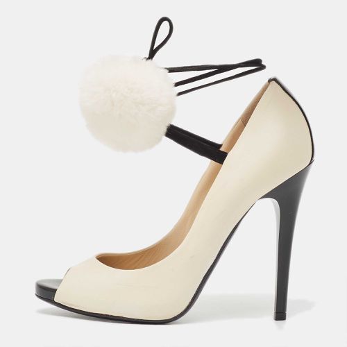 Off Leather Pom Pom Ankle Tie Peep Toe Pumps Size 37.5 - Jimmy Choo - Modalova