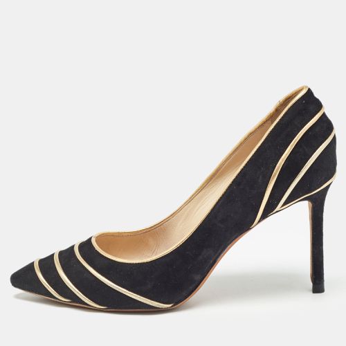 Gold Suede and Leather Trim Romy Pointed Toe Pumps Size 36 - Jimmy Choo - Modalova