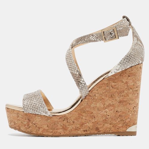 Snakeskin Embossed Leather Portia Wedge Sandals Size 40.5 - Jimmy Choo - Modalova