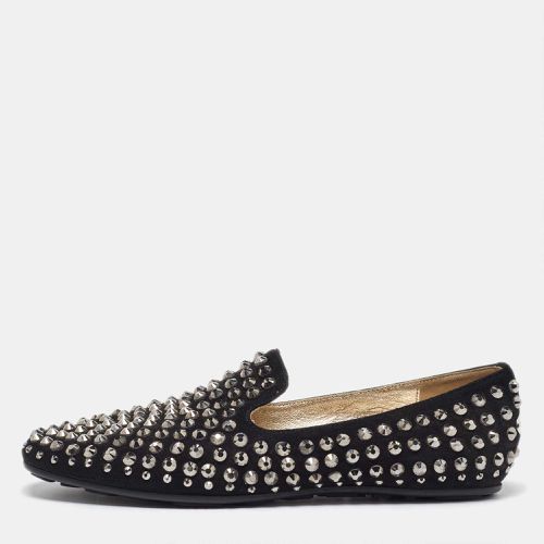 Suede Wheel Crystal Studded Smoking Slippers Size 35 - Jimmy Choo - Modalova