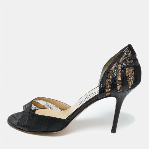 Lace, Suede and Watersnake Leather Pumps Size 38.5 - Jimmy Choo - Modalova