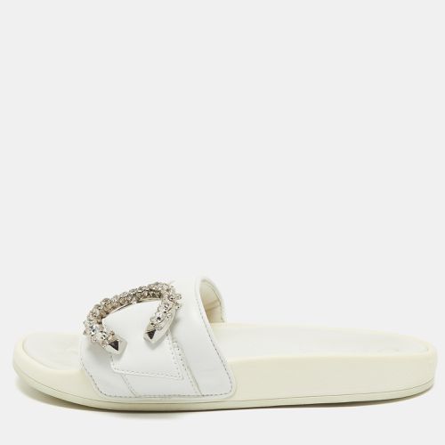 Leather Crystal Embellished Flat Slides Size 39 - Jimmy Choo - Modalova