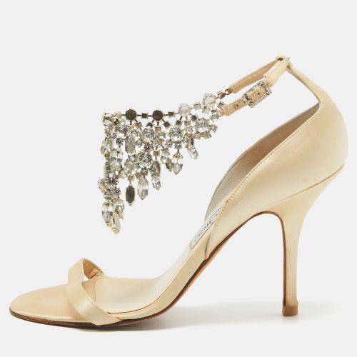 Satin Crystal Embellished Ankle Strap Sandals Size 38 - Jimmy Choo - Modalova