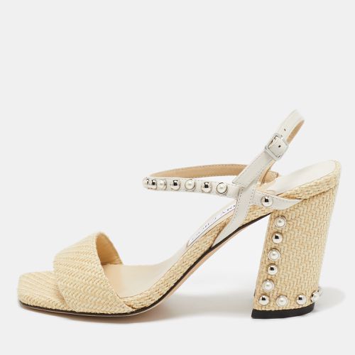 Cream Raffia and Leather Aadra Sandals Size 39 - Jimmy Choo - Modalova