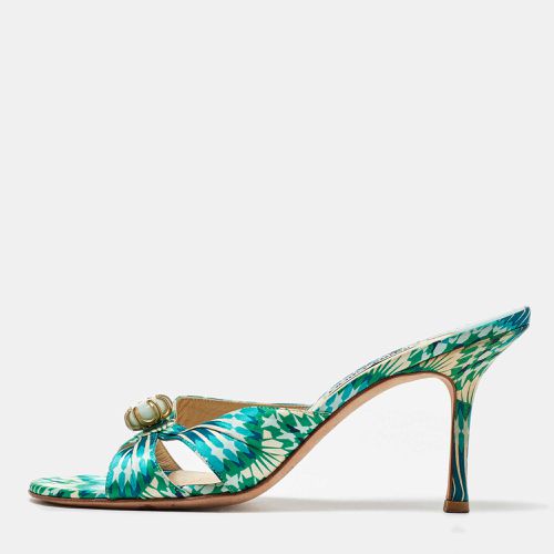 Green Satin Malachite Jewel Slide Sandals Size 41 - Jimmy Choo - Modalova