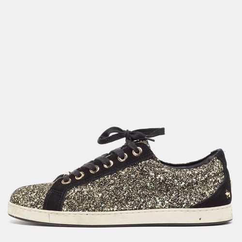 Black Glitter and Suede Lace Up Sneakers 41 - Jimmy Choo - Modalova