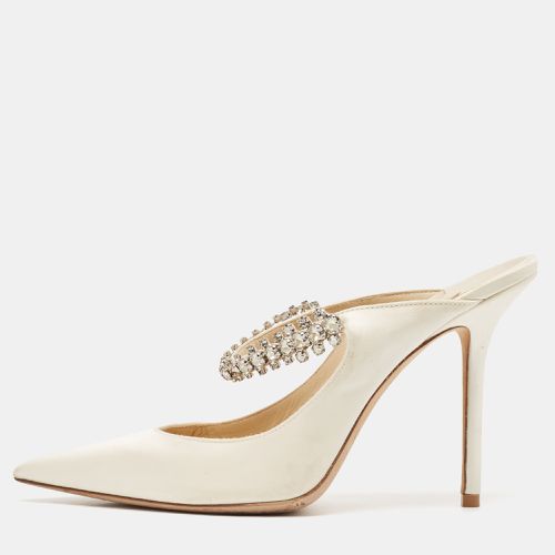 Off- Satin Crystal Embellished Bing Mules Size 39 - Jimmy Choo - Modalova