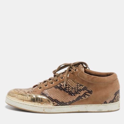 Python Embossed Leather and Suede Miami Lace Up Sneakers Size 40 - Jimmy Choo - Modalova