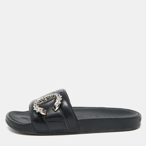 Leather Crystal Embellished Flat Slides Size 41 - Jimmy Choo - Modalova