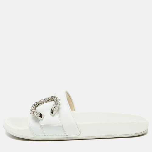 Leather Crystal Embellished Flat Slides Size 41 - Jimmy Choo - Modalova