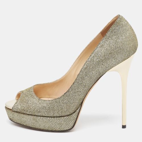 Silver/ Lurex Fabric Dahlia Peep Toe Pumps Size 38 - Jimmy Choo - Modalova