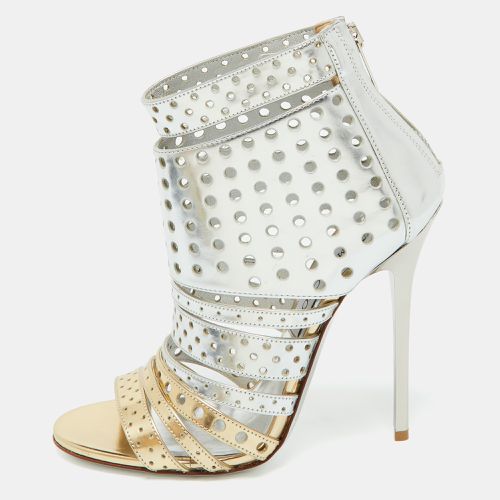 Gold Foil Leather Malika Perforated Sandals Size 36 - Jimmy Choo - Modalova