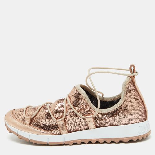 Rose Pink Leather and Sequins Andrea Sneakers Size 38 - Jimmy Choo - Modalova