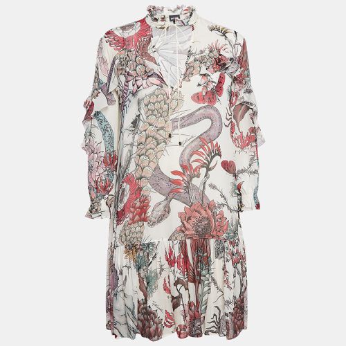 Printed Crepe Tie-Up Neck Mini Dress M - Just Cavalli - Modalova