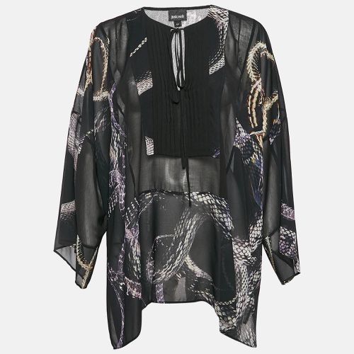 Snake Printed Chiffon Semi Sheer Blouse M - Just Cavalli - Modalova