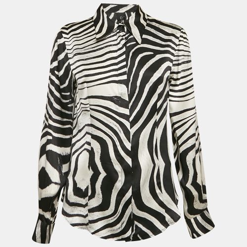 White Zebra Print Satin Silk Shirt M - Just Cavalli - Modalova