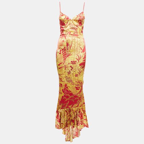 Red Print Satin Sleeveless Gown M - Just Cavalli - Modalova