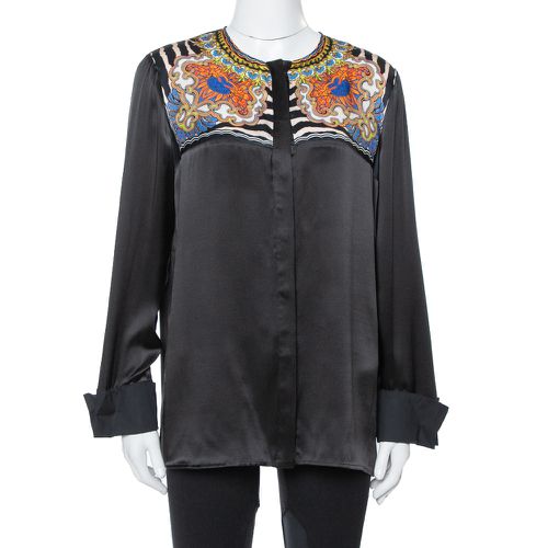 Silk Printed Yoke Detail Long Sleeve Top M - Just Cavalli - Modalova