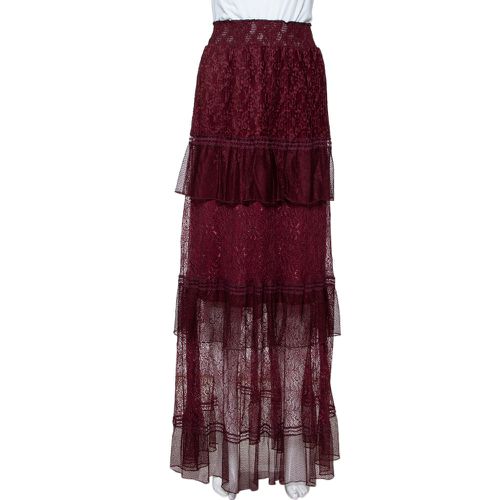 Lace Tiered Paneled Maxi Skirt M - Just Cavalli - Modalova