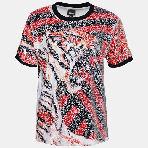 Roberto Cavalli Animal Pattern Sequined Crew Neck Top M - Just Cavalli - Modalova