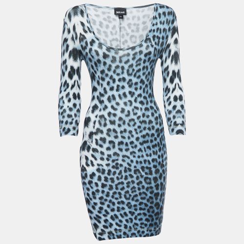 Leopard Print Knit Long Sleeve Mini Dress XS - Just Cavalli - Modalova