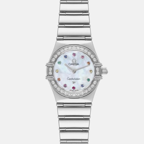 Mother Of Pearl Diamond Stainless Steel Constellation 1465.79.00 Quartz Women's Wristwatch 22.5 mm - Omega - Modalova