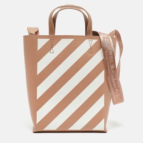 White Striped Leather Medium Binder Clip Vertical Tote - Off-White - Modalova