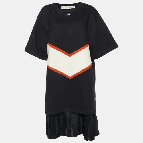 Color-Block Cotton Knit Sweatshirt Dress L - Off-White - Modalova